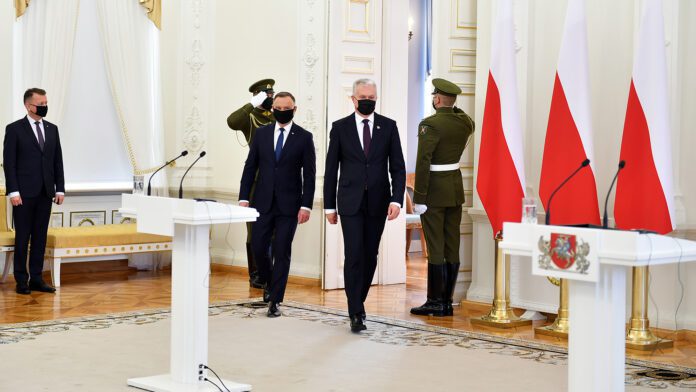 Prezidentas Gitanas Nausėda su Lenkijos prezidentu Andrzejumi Duda