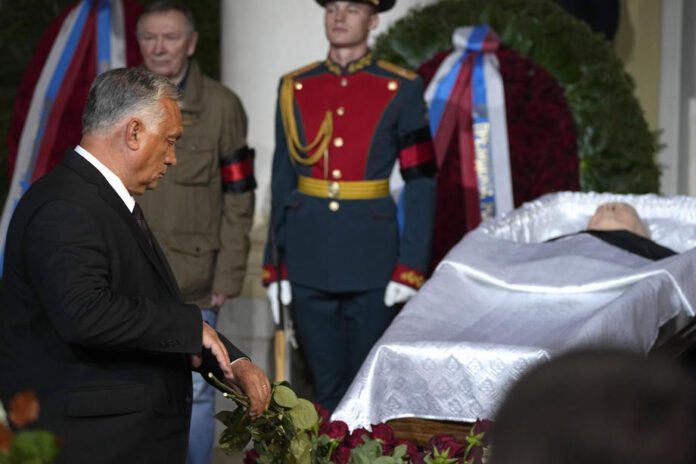 Vengrijos ministras pirmininkas Viktoras Orbanas M. Gorbačiovo laidotuvėse / EPA nuotr.