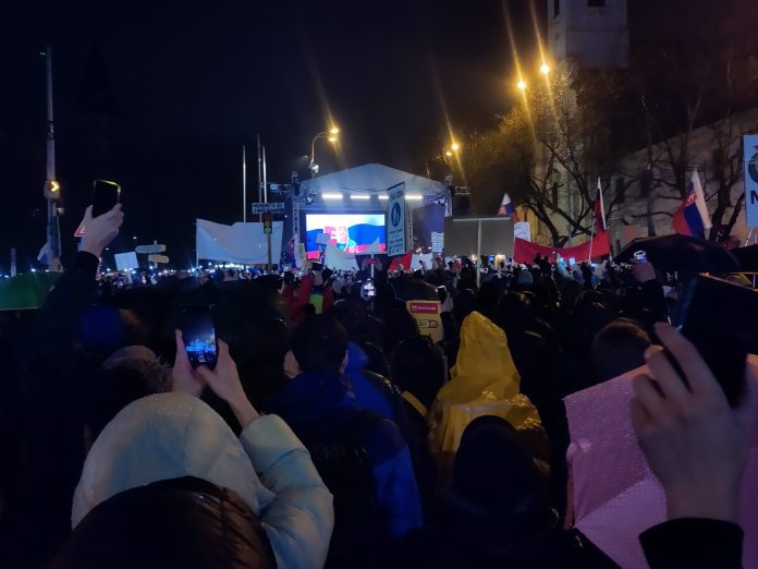Protesto Slovakijoje akimirka / Dalyvių nuotr.